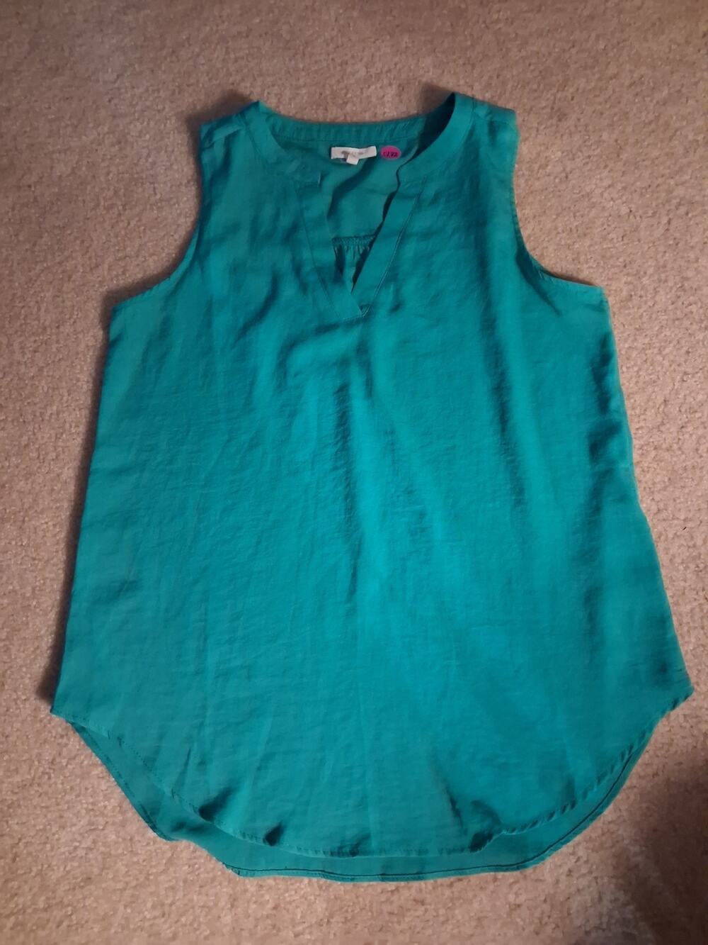 Maurices Small Floral Chevron Sleeveless Blouse Womens Teal Cutout Neck
